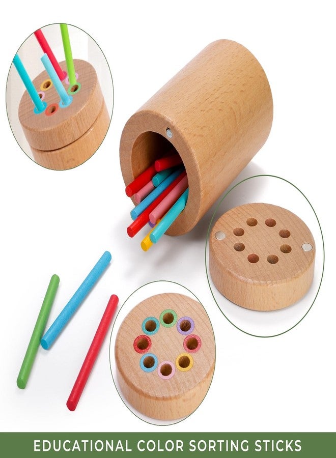 Nagpew Woodern Montessori Sticks, 8 Colors Sorting Toys for Age 1-3, Educational Fine Motor Developmental Sensory Matching Game for Kids Boys Girls - Image 3